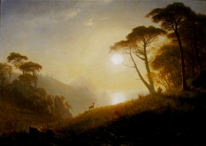 'Scene in Yosemite Valley' by Albert Bierstadt, Dayton Art Institute. Free illustration for personal and commercial use.