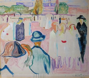 'Summer on Karl Johan Street, Oslo' by Edvard Munch, 1933. Free illustration for personal and commercial use.