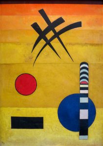 'Sign' by Wassily Kandinsky, 1925, oil on cardboard, LACMA. Free illustration for personal and commercial use.