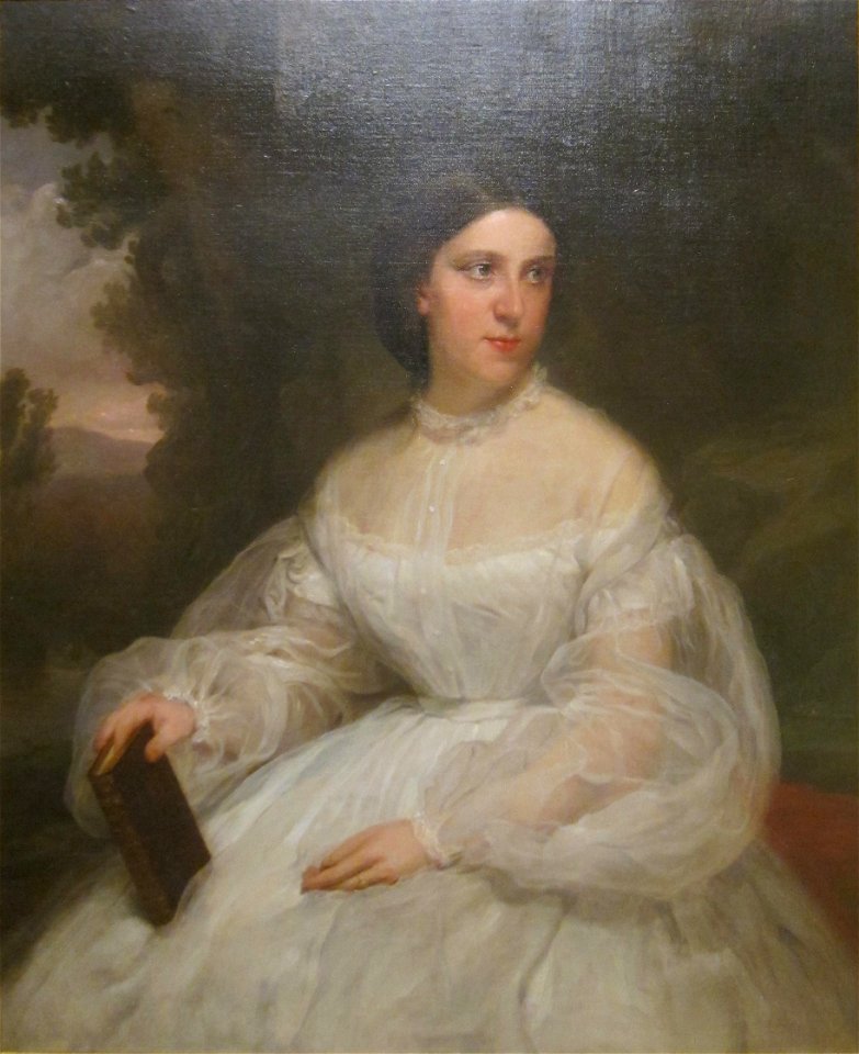 'Portrait of a Woman in a White Dress' by Charles Loring Elliott