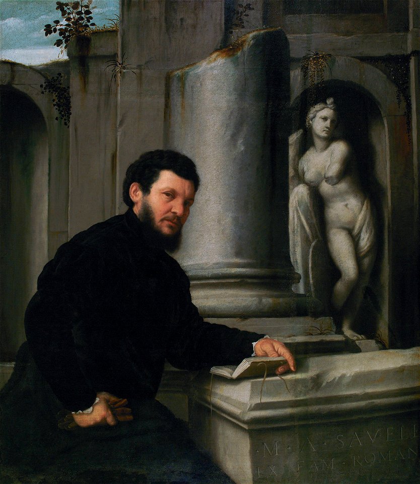 'Portrait of Marco Antonio Savelli', oil on canvas painting by Giovanni Battista Moroni, c. 1543-1547, Museu Calouste Gulbenkian, Lisbon