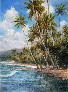 'Palm Fringed Shore' by Arthur Trevor Haddon, c. 1826. Free illustration for personal and commercial use.