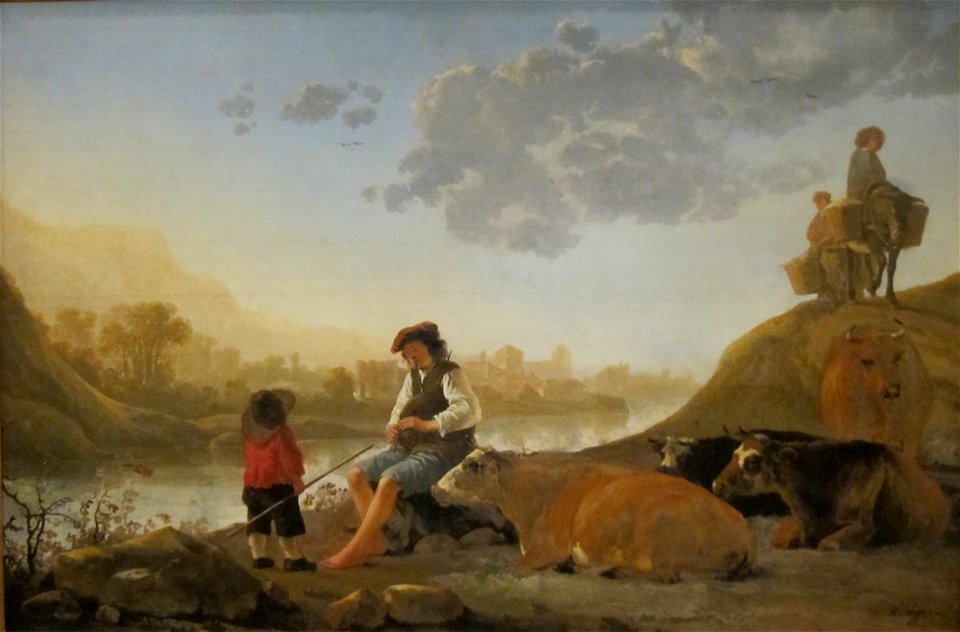 'River Landscape with Bagpipe Player' by Aelbert Cuyp, Cincinnati Art Museum
