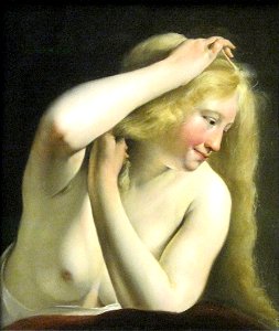 0 Jeune femme vue en buste se peignant - Salomon de Bray - Louvre 2