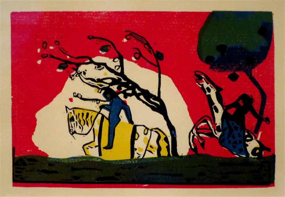 'Two Riders against a Red Background', by Wassily Kandinsky, Honolulu Museum of Art, 20756
