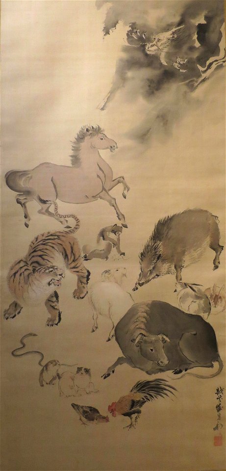 'Twelve Zodiac Animals' by Ganku Kishi, late 18th-early 19th century, Dayton Art Institute