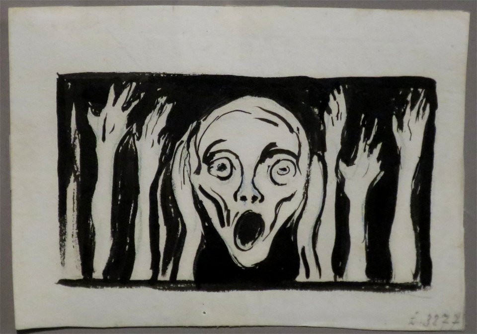 'The Scream', undated drawing Edvard Munch, Bergen Kunstmuseum
