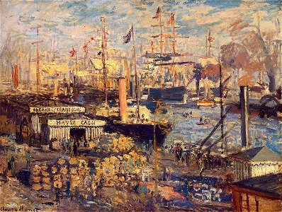 'The Grand Quay at Havre' by Claude Monet, 1874, Hermitage. Free illustration for personal and commercial use.