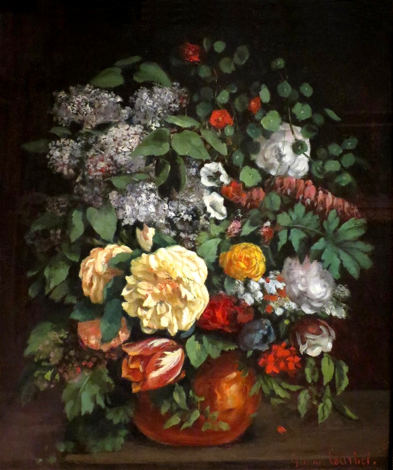 'Vase of Lilacs, Roses, and Tulips' by Gustave Courbet