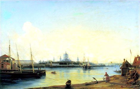 Alexey Bogolyubov. View of the Smolny monastery from Bol'shaya Ohta