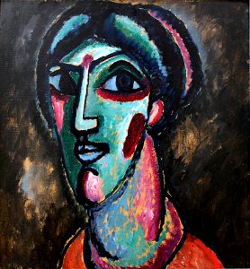 1913 Jawlensky Kopf in Schwarz und Gruen anagoria. Free illustration for personal and commercial use.