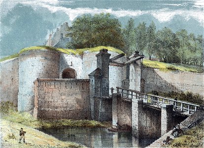 A Schaepkens, Hoogbruggepoort, Wyck-Maastricht, ca 1860. Free illustration for personal and commercial use.