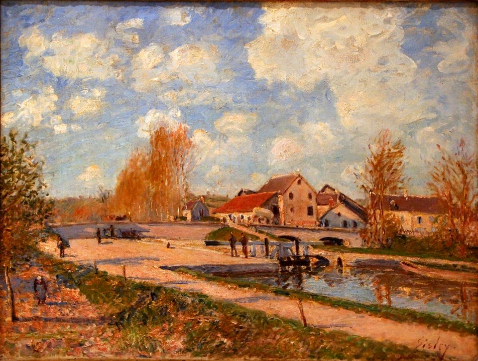 Alfred Sisley - The Bourgogne Lock at Moret, Spring