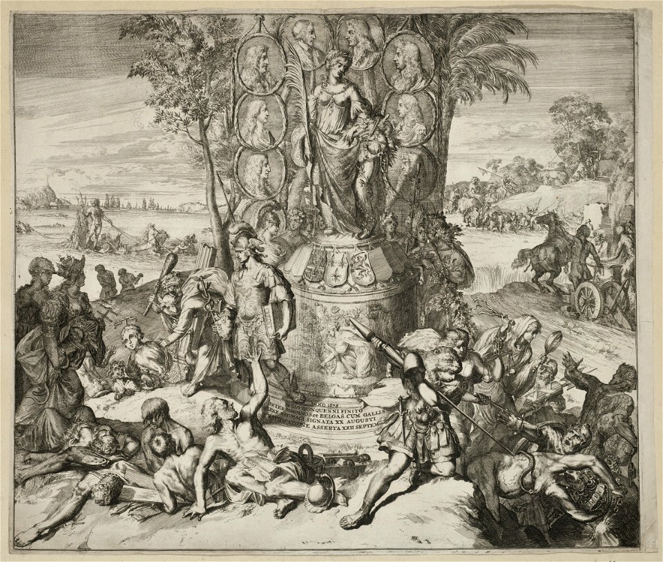 Allegorie op ratificatie van de Vrede van Nijmegen op 20 september 1678. NL-HlmNHA 53009080
