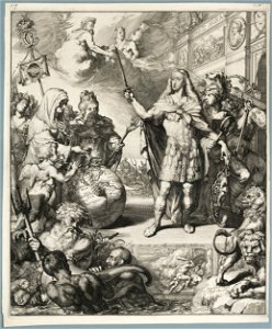 Allegorisch portret van de koning Karel II als Romeins veldheer, 1704. NL-HlmNHA 53008728