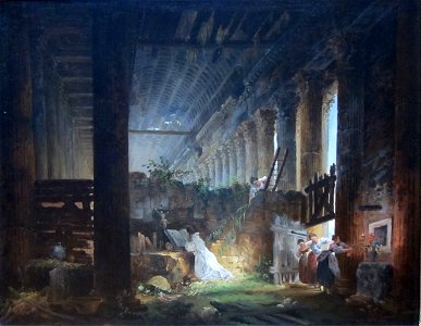 A Hermit Praying in the Ruins of a Roman Temple by Hubert Robert, Getty Center