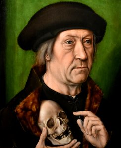 Albrecht Bouts (ca.1452-60 - 1549) Zelfportret met een doodshoofd - Noordbrabants Museum 's-Hertogenbosch 26-8-2016 12-26-27