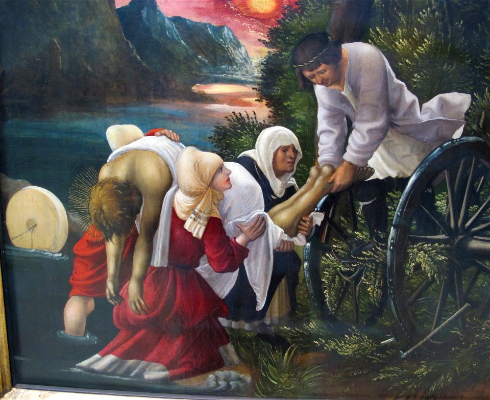 Albrecht altdorfer, ritrovamento del corpo di san floriano, 1520 ca, 02