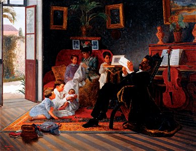 Almeida Júnior - Cena de Família de Adolfo Augusto Pinto, 1891. Free illustration for personal and commercial use.