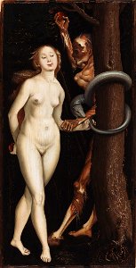 Hans Baldung Grien - Eve, Serpent and Death. Free illustration for personal and commercial use.