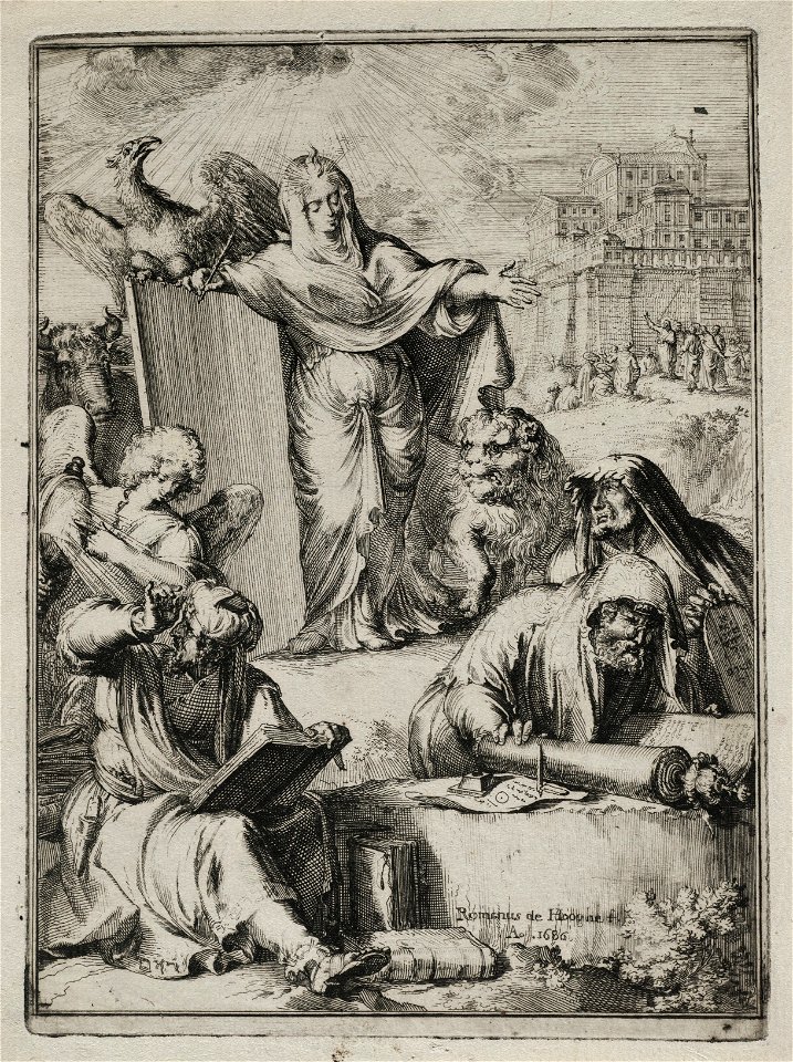 Allegorische voorstelling met de symbolen van de vier evangelisten. NL-HlmNHA 53008749