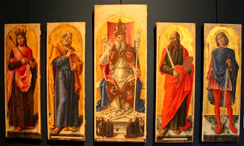Bartolomeo vivarini, s. ambrogio benedicente e devoti tra santi, da scuola dei tagliapietre 01