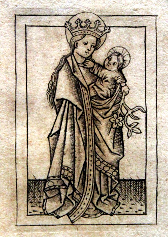 1460 Meister mit den Blumenrahmen Stehende Madonna mit der Blume anagoria