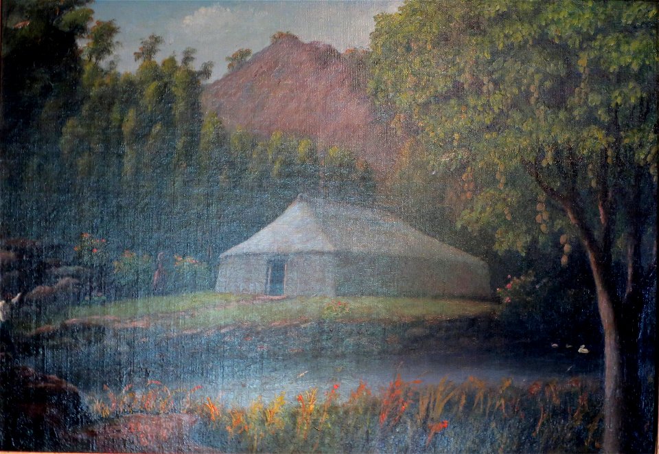 Grass House Upcountry by Edward Bailey, 1898, Bailey House Museum