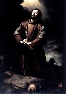 Bartolomé Esteban Murillo - St Francis of Assisi at Prayer. Free illustration for personal and commercial use.