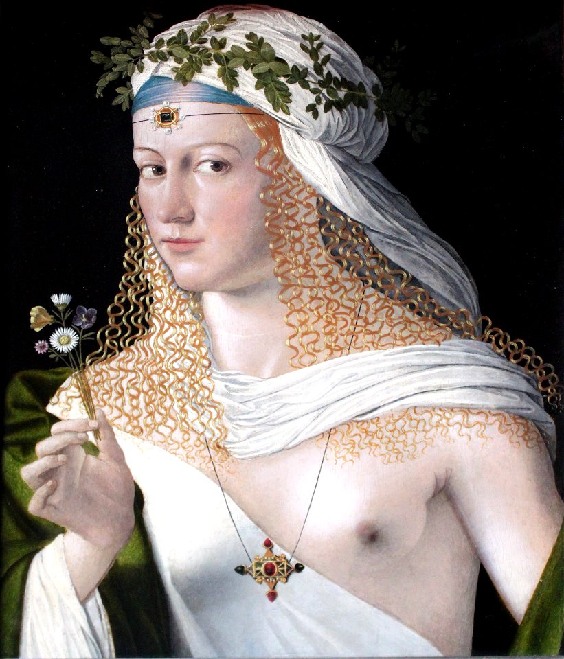 1520 Veneto Idealbildnis einer Kurtisane als Flora anagoria