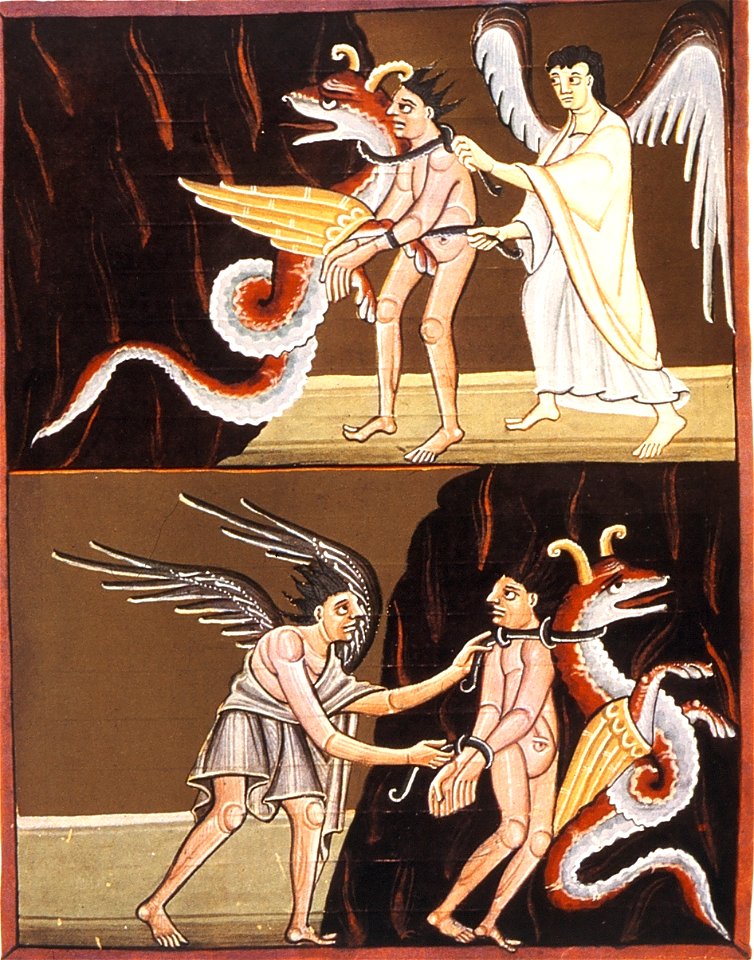 BambergApocalypseFolio051rBindingAndLoosingOfBeast