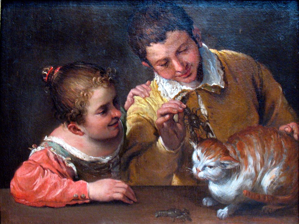 1590 Carracci Kinder necken Katze anagoria