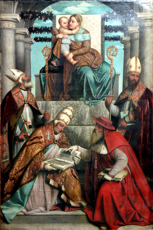 1545 da Brescia Thronende Madonna mit Kind anagoria