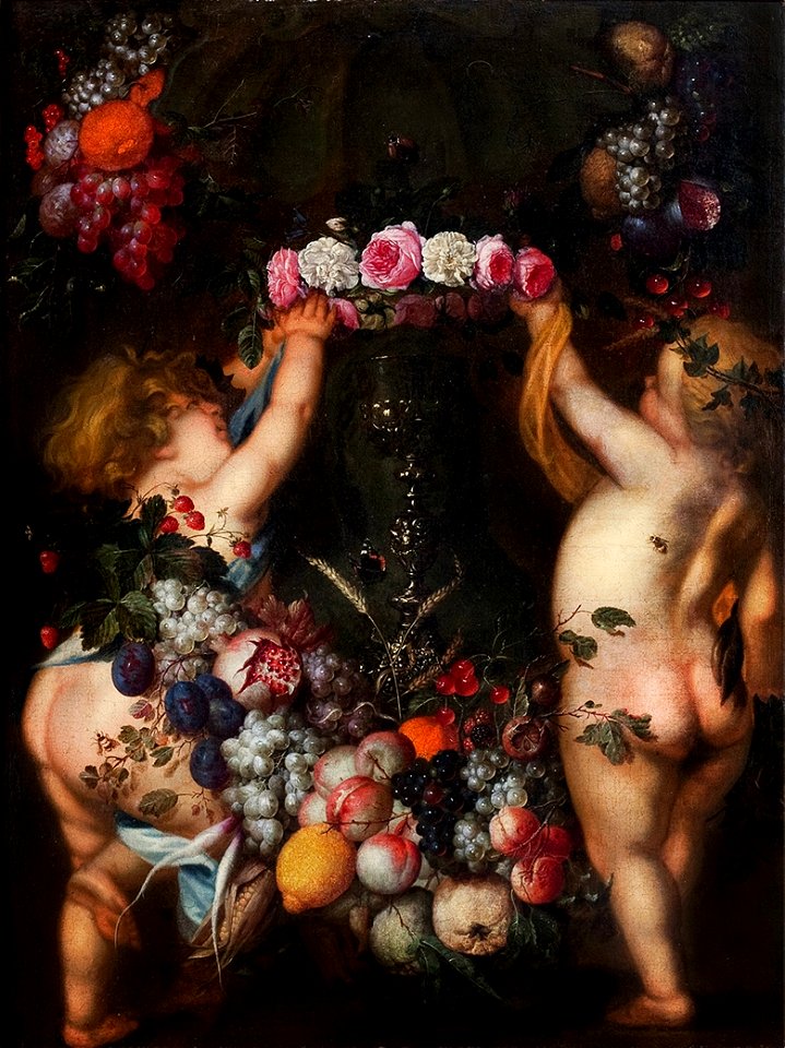 Heem Putti crowning a chalice