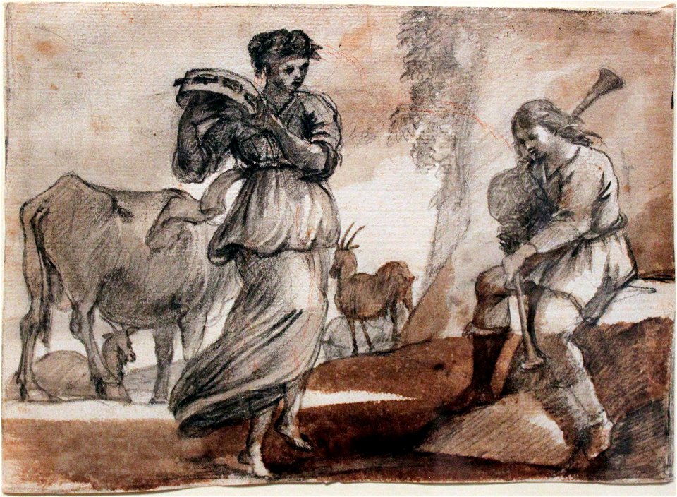 1648 Lorrain Tänzerin mit Tamburin und Dudelsackspieler anagoria