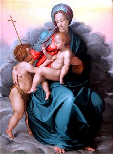 1533 del Conte Maria mit dem Kind und dem Johannesknaben auf Wolken anagoria. Free illustration for personal and commercial use.