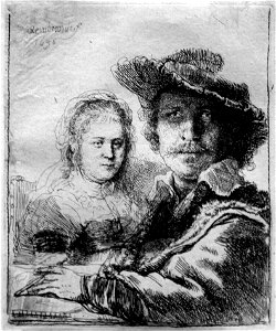 1636 Rembrandt Selbstbildnis zeichnend mit Saskia anagoria