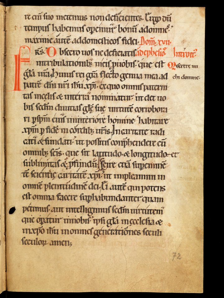 Aarau, Aargauer Kantonsbibliothek, MsWettF 13, f. 72r – Epistolare OCist