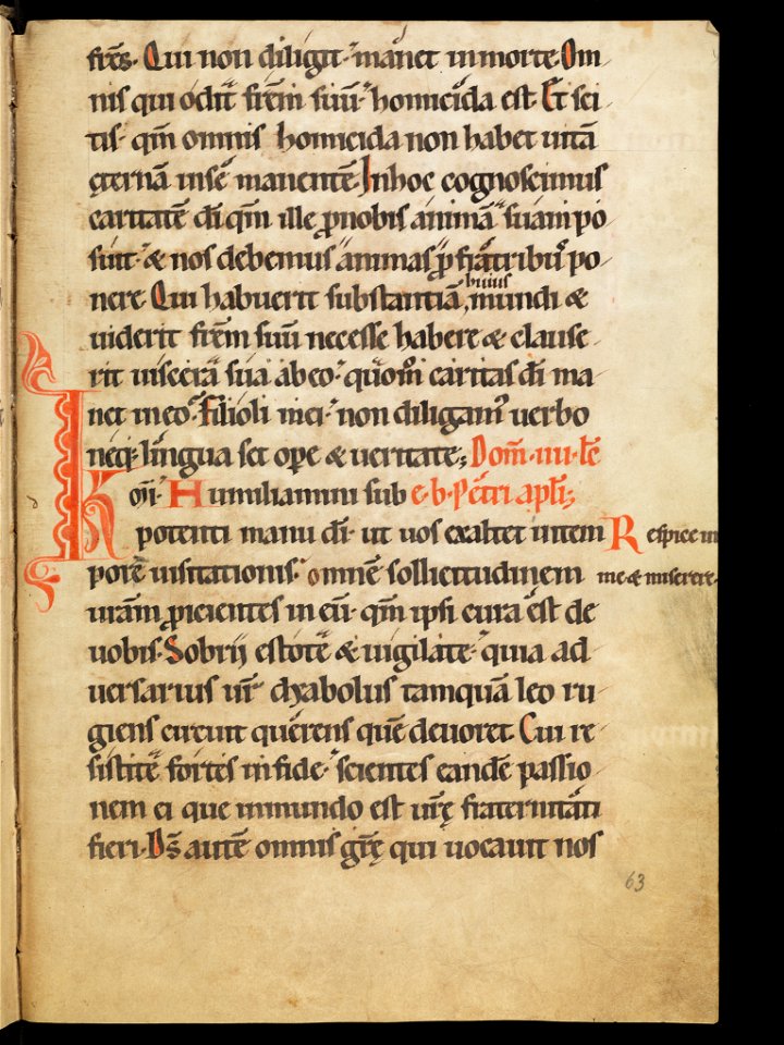 Aarau, Aargauer Kantonsbibliothek, MsWettF 13, f. 63r – Epistolare OCist