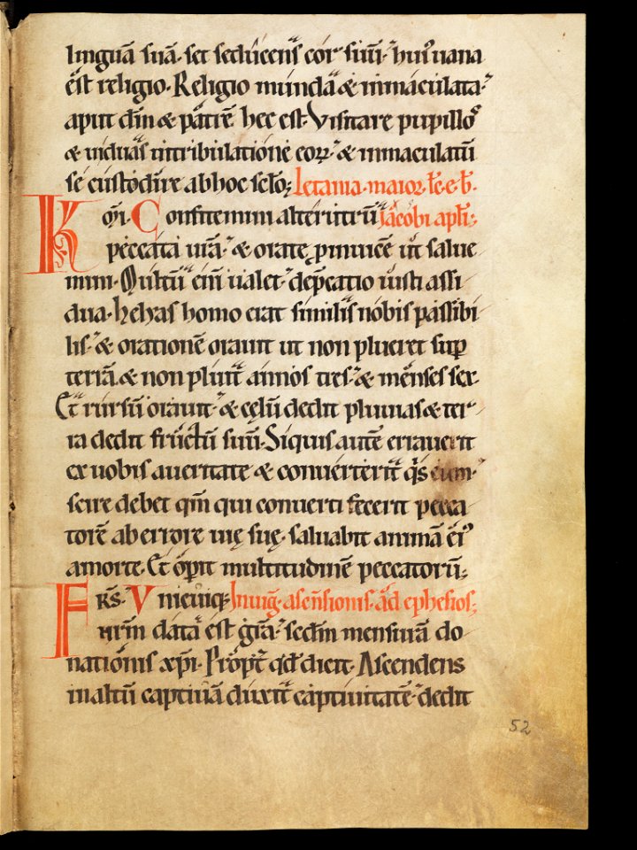 Aarau, Aargauer Kantonsbibliothek, MsWettF 13, f. 52r – Epistolare OCist