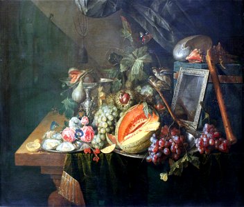 1657 de Heem Prunkstilleben mit kopulierenden Spatzen anagoria
