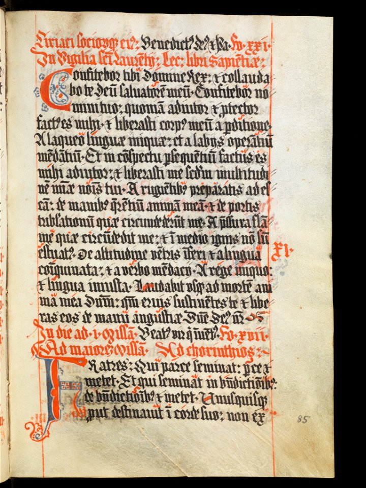 Aarau, Aargauer Kantonsbibliothek, MsWettF 13, f. 85r – Epistolare OCist