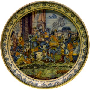 1740 Plate with Triumphal Entry of Alexander in Babylon anagoria