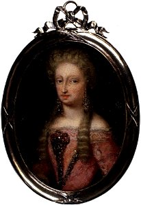Jan van Kessel the Younger (Attr to) - Small portrait of Maria Anna of Neuburg. Free illustration for personal and commercial use.