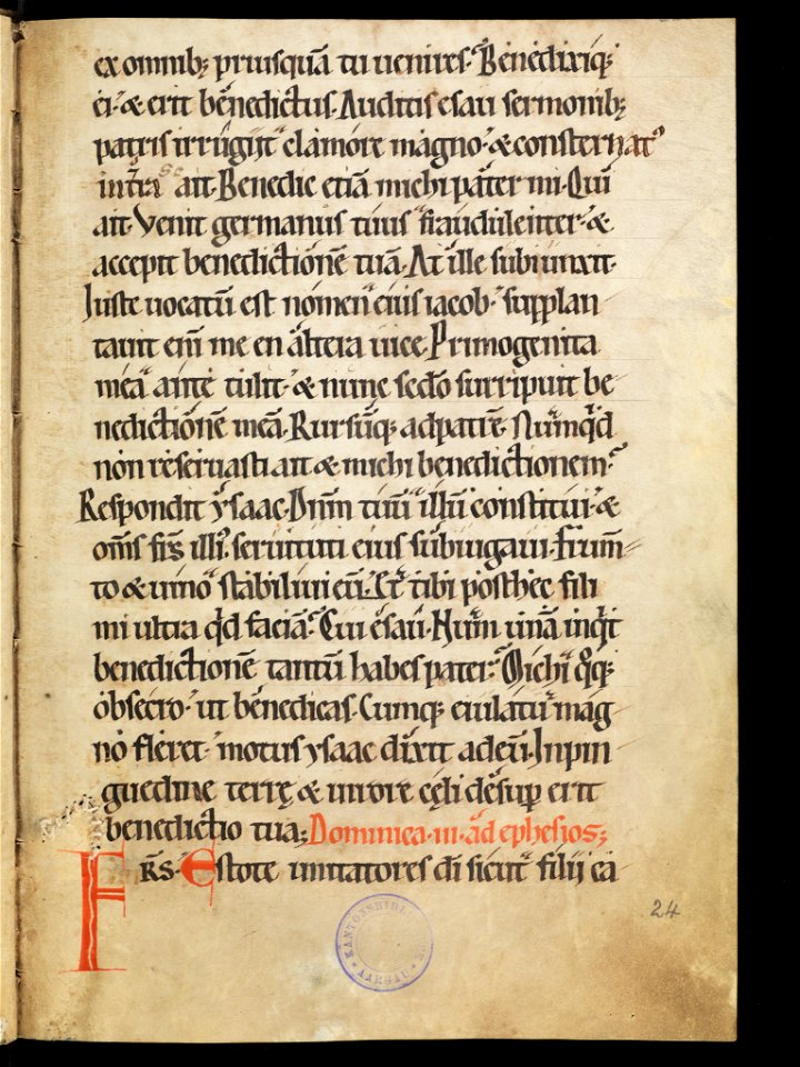 Aarau, Aargauer Kantonsbibliothek, MsWettF 13, f. 24r – Epistolare OCist