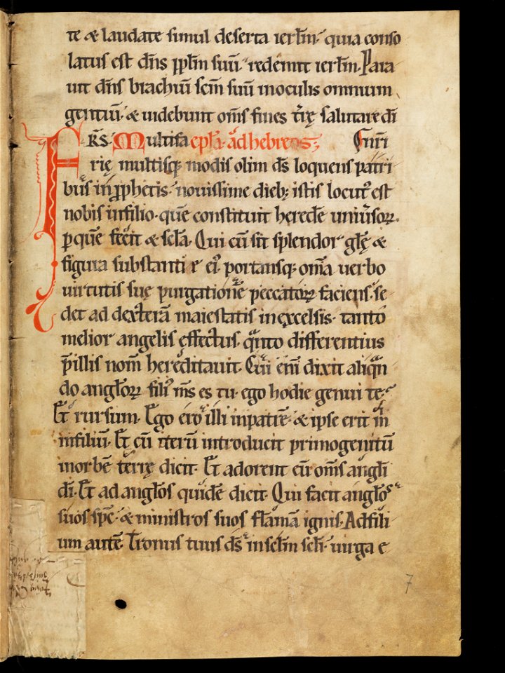 Aarau, Aargauer Kantonsbibliothek, MsWettF 13, f. 7r – Epistolare OCist