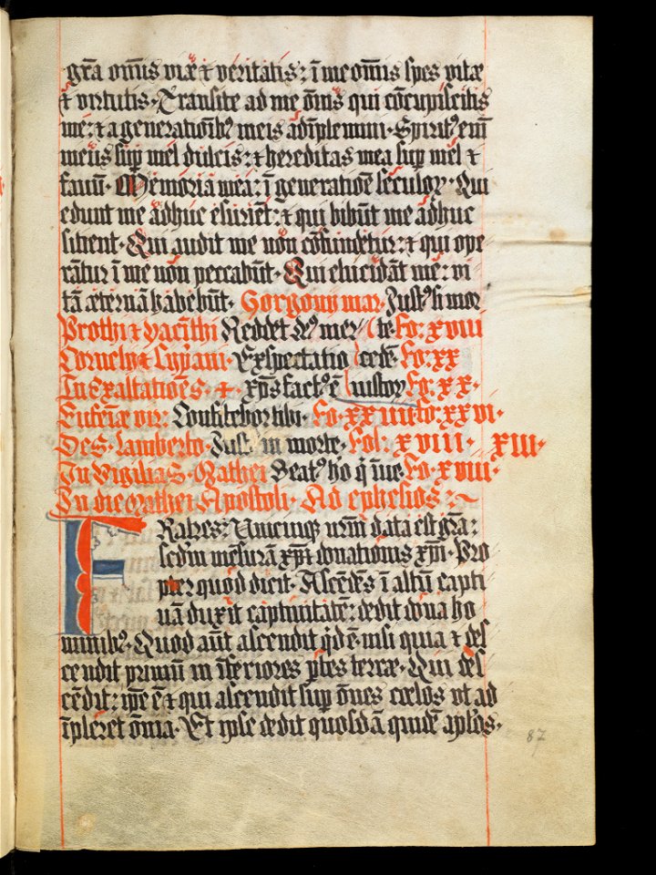 Aarau, Aargauer Kantonsbibliothek, MsWettF 13, f. 87r – Epistolare OCist