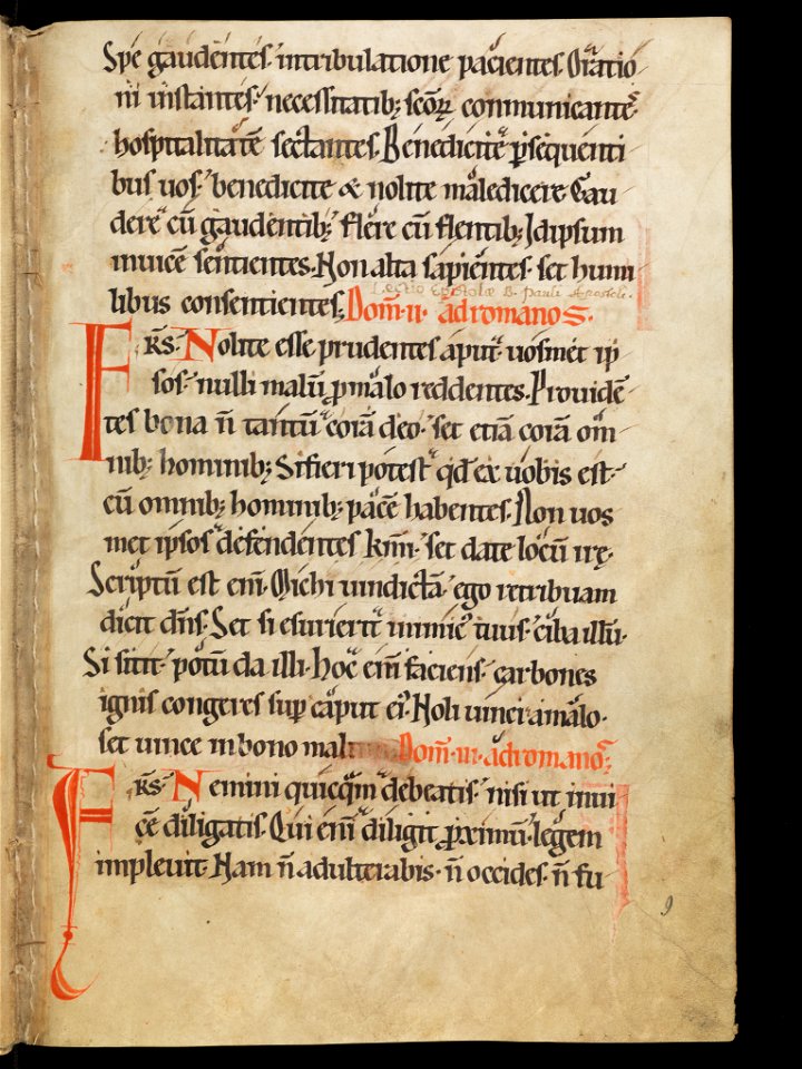 Aarau, Aargauer Kantonsbibliothek, MsWettF 13, f. 9r – Epistolare OCist