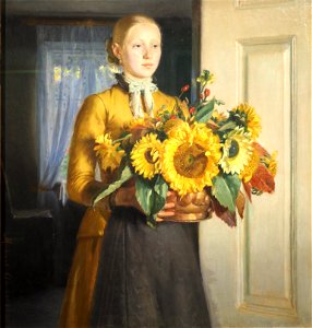Ancher M.@Mädchen m Sonnenblumen. Free illustration for personal and commercial use.