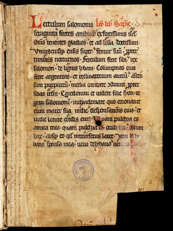 Aarau, Aargauer Kantonsbibliothek, MsWettF 13, f. 1r – Epistolare OCist
